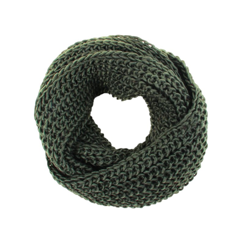 écharpe tube façon tricot vert fonce