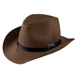 chapeau panama avec bandeau et boucle marron adulte