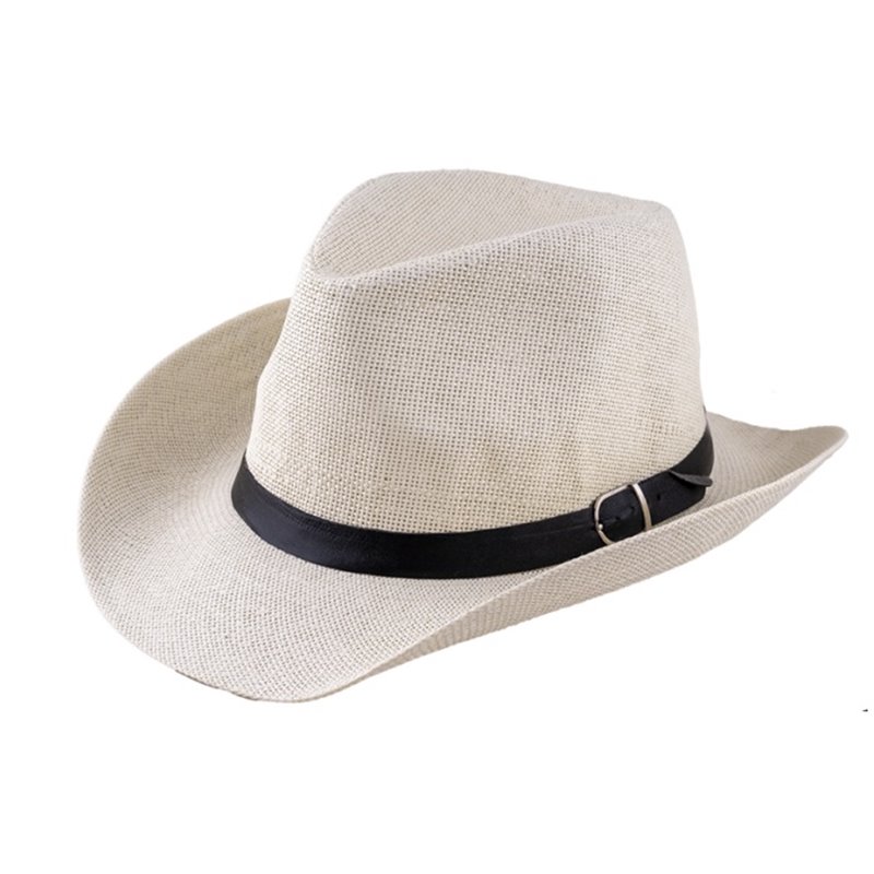 chapeau panama avec bandeau et boucle blanc adulte