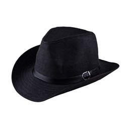 chapeau panama avec bandeau et boucle noir adulte