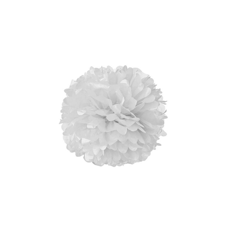 lot de 2 boules pompons blanc 50cm