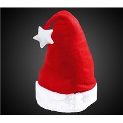 bonnet de noël bordure peluche avec pompon étoile lumineuse