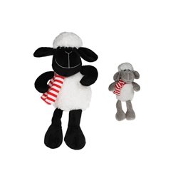 peluche mouton chaussette avec écharpe mix 28cm