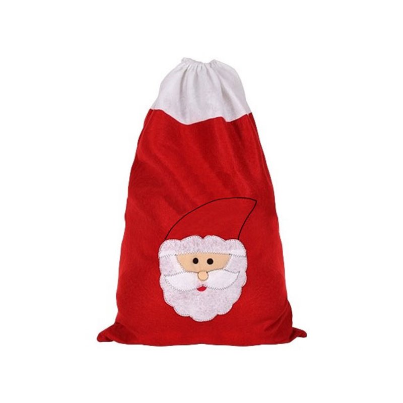 sac de père noël rouge feutrine 50x70cm avec motif