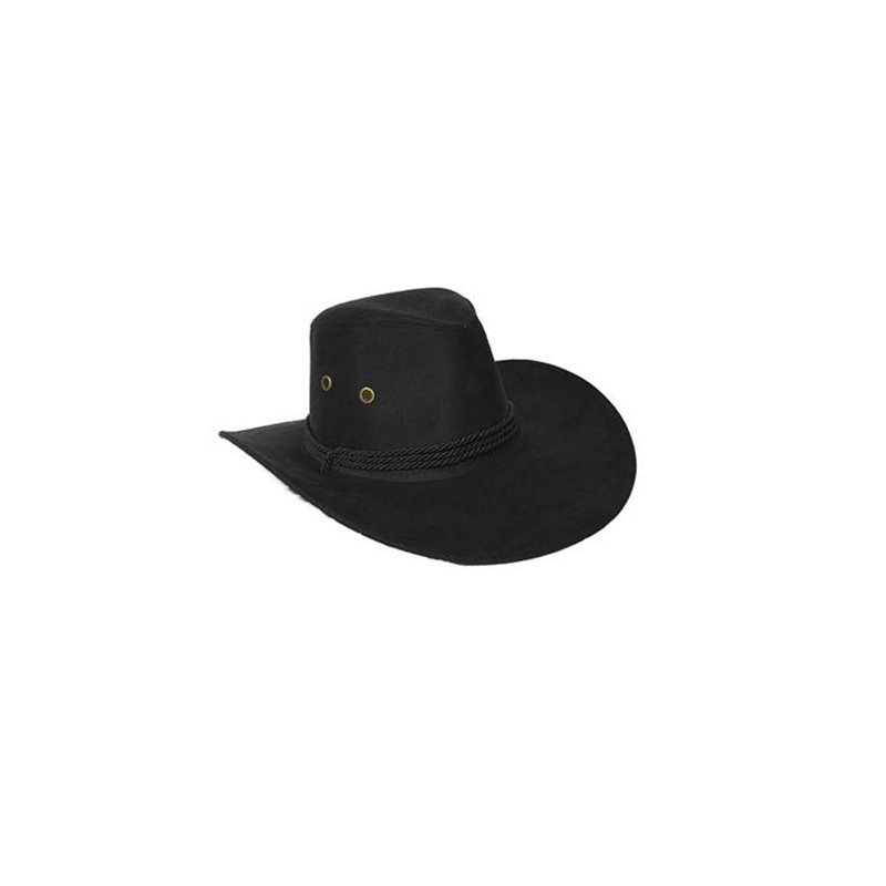 chapeau cowboy feutrine imitation daim noir adulte