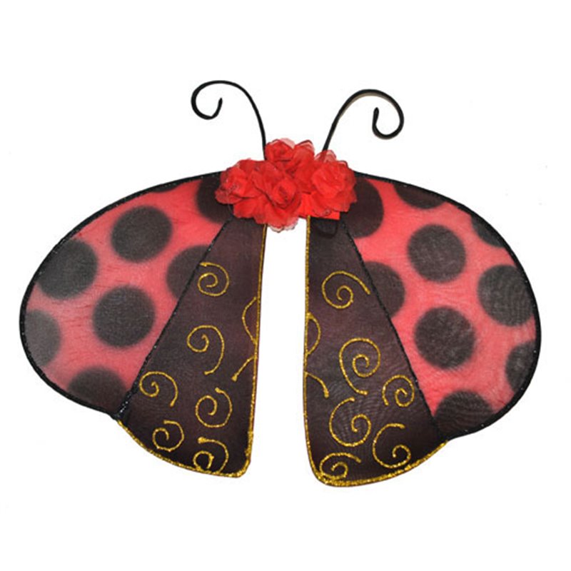 ailes de coccinelle avec antennes rouge à pois noir 50cm