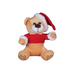 peluche ours avec bonnet et t-shirt de noël 18cm