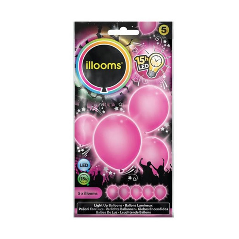 lot de 5 ballons led lumineux rose