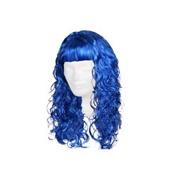 perruque cheveux longs bouclés bleu