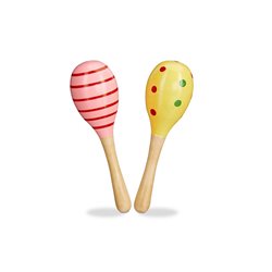 paire de maracas en bois rose/jaune 18cm