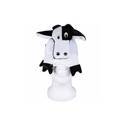 bonnet peluche vache blanc noir