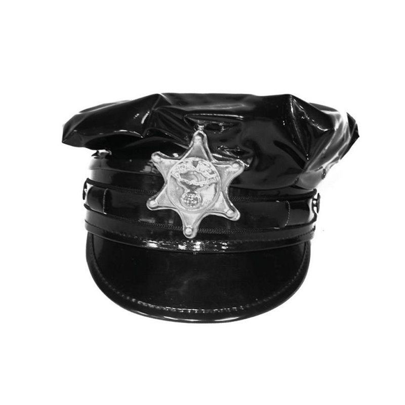 casquette de police noir brillant adulte