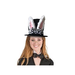 chapeau haut de forme noir avec oreilles de lapin