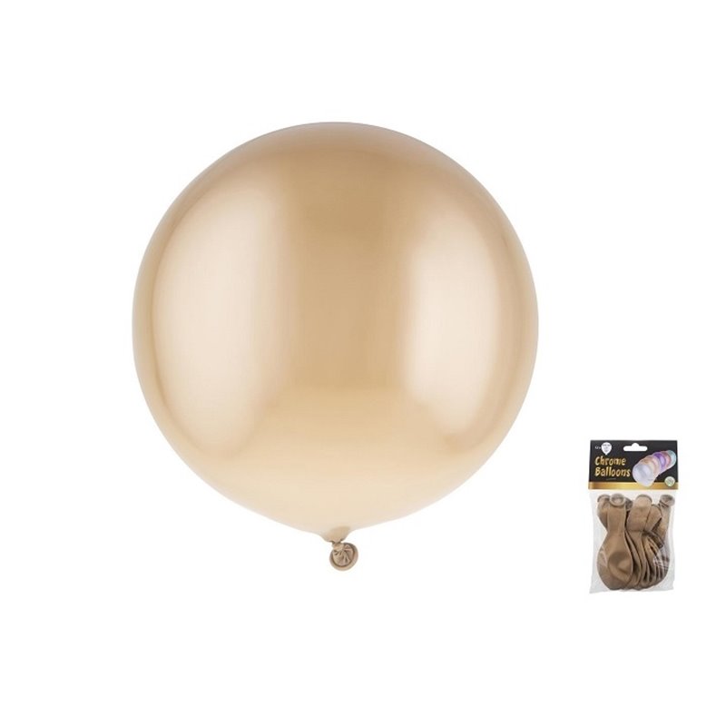 lot de 12 ballons latex rond chromé or 30.5cm