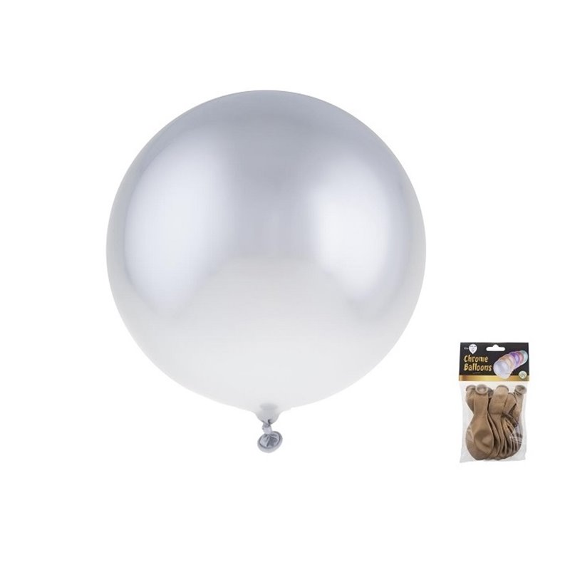 lot de 12 ballons latex rond chromé argent 30.5cm