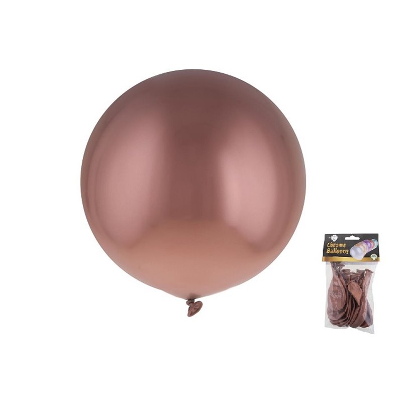 lot de 12 ballons latex rond chromé cuivre 30.5cm