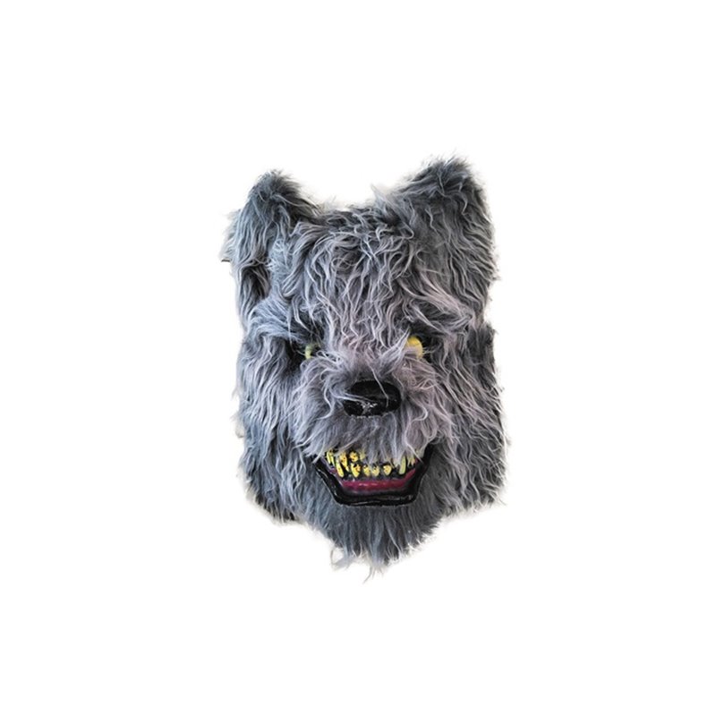 masque coque de loup gris avec fourrure adulte