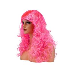 perruque cheveux longs bouclés pink