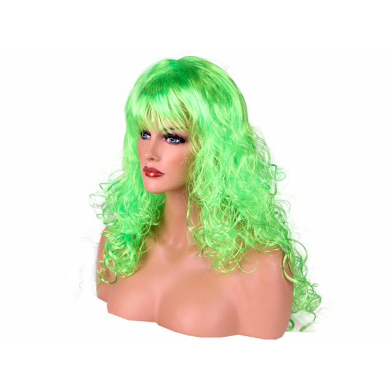 perruque cheveux longs bouclés vert