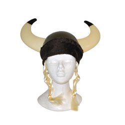 casque viking avec cornes et tresses