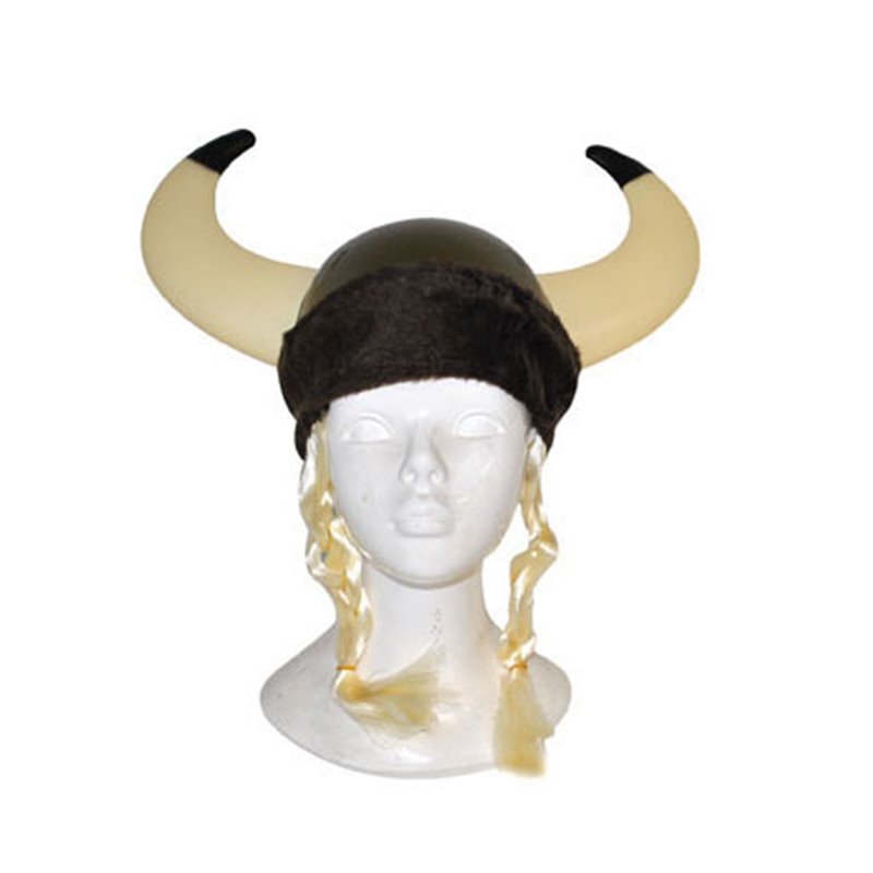 casque viking avec cornes et tresses