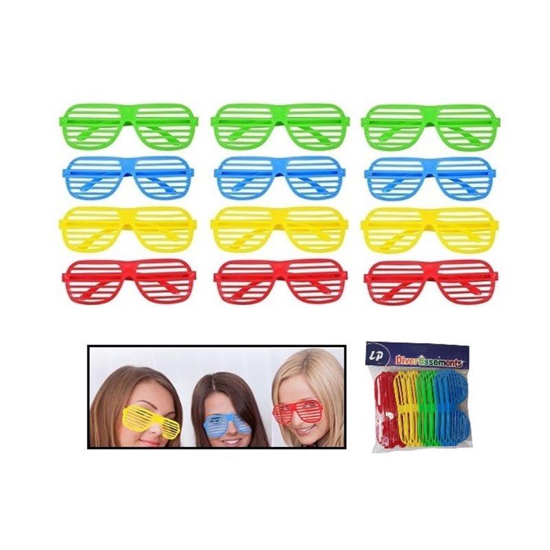 lot de 12 lunettes store néon fluo mix