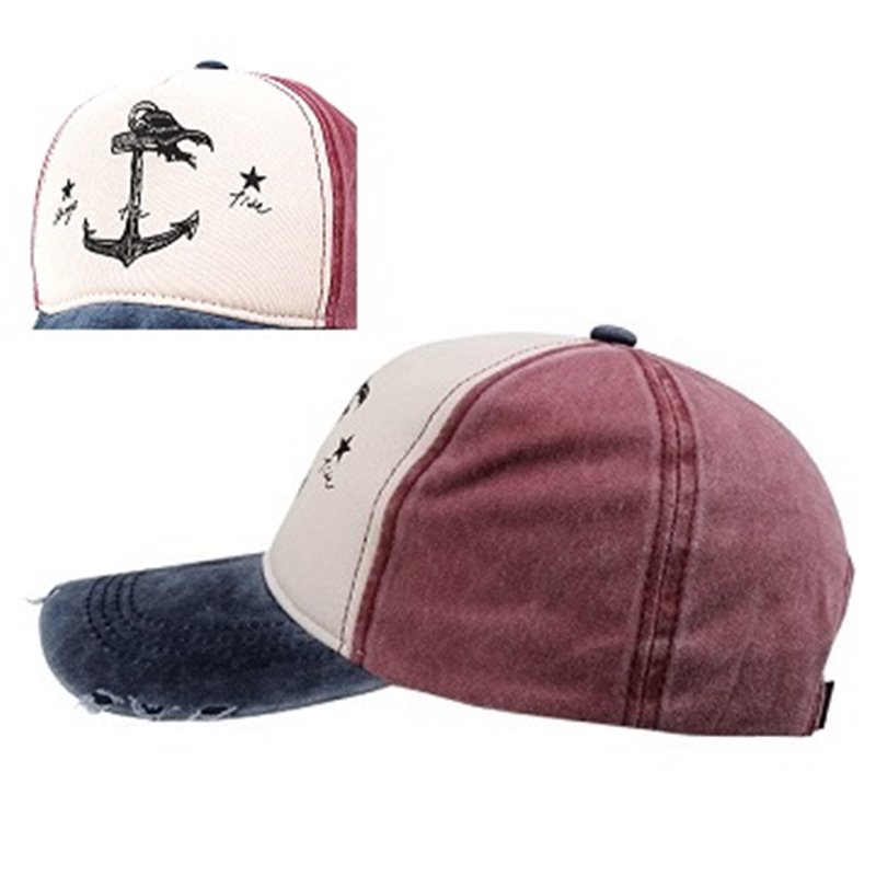 casquette coton vintage ancre change tide bleu blanc rouge