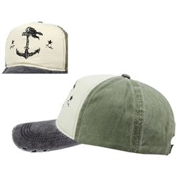 casquette coton vintage ancre change tide noir blanc vert olive