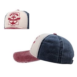 casquette coton vintage ancre maritime original rouge blanc bleu