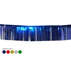 bordure de table guirlande à lamelles brillantes bleu 3x1m