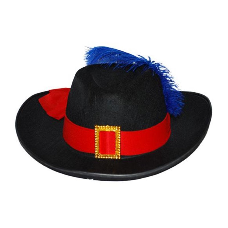 chapeau mousquetaire plume bleu