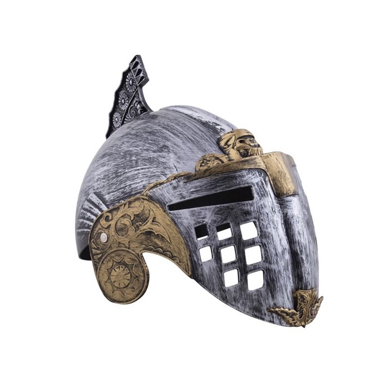 casque de gladiateur romain argent avec visière adulte