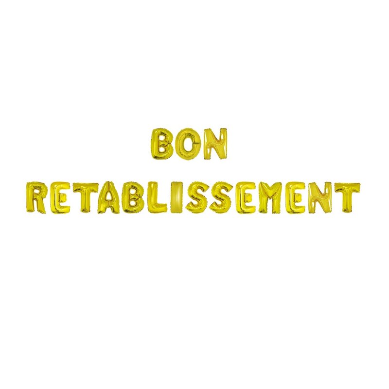 kit ballons aluminium "bon rétablissement" or 17pcs 41cm