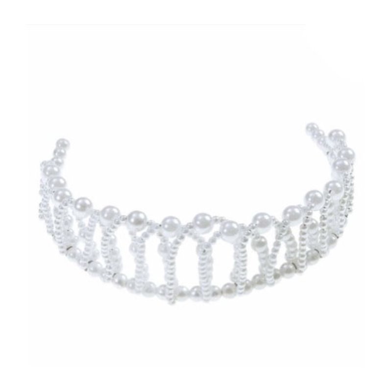 diadème couronne souple avec perles blanc