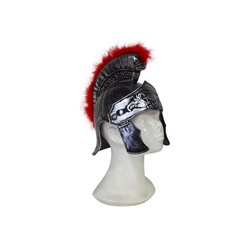 casque de romain argent avec plumeau rouge adulte ii