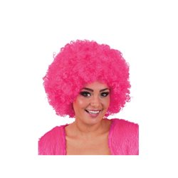 perruque hippy afro rose pink