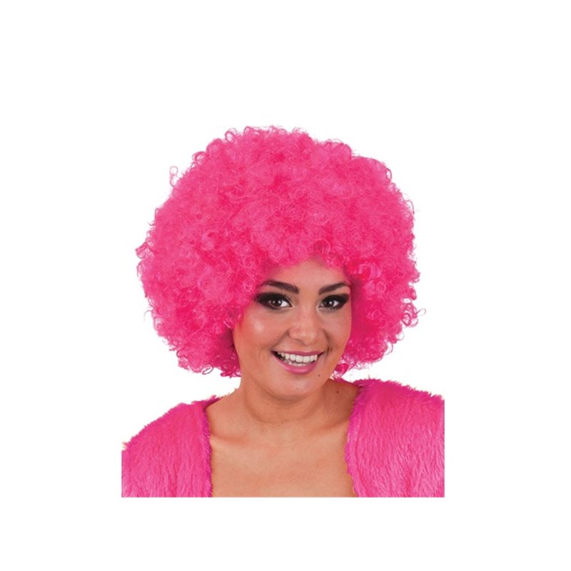 perruque hippy afro rose pink