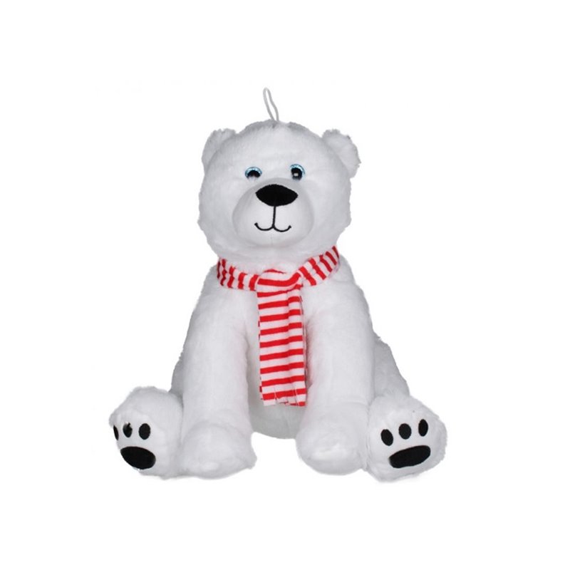 peluche ours polaire assis "charlie" blanc avec écharpe 16cm