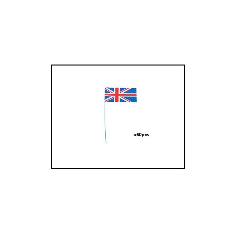 lot de 60 drapeaux union jack avec baguette 12x23cm