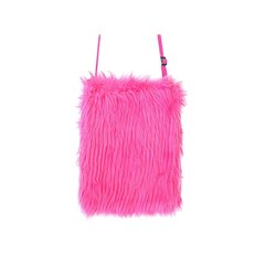 sac à main peluche rose fluo 26x20cm