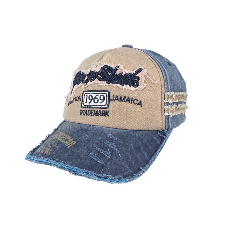 casquette coton vintage rock shark 1969 bleu beige