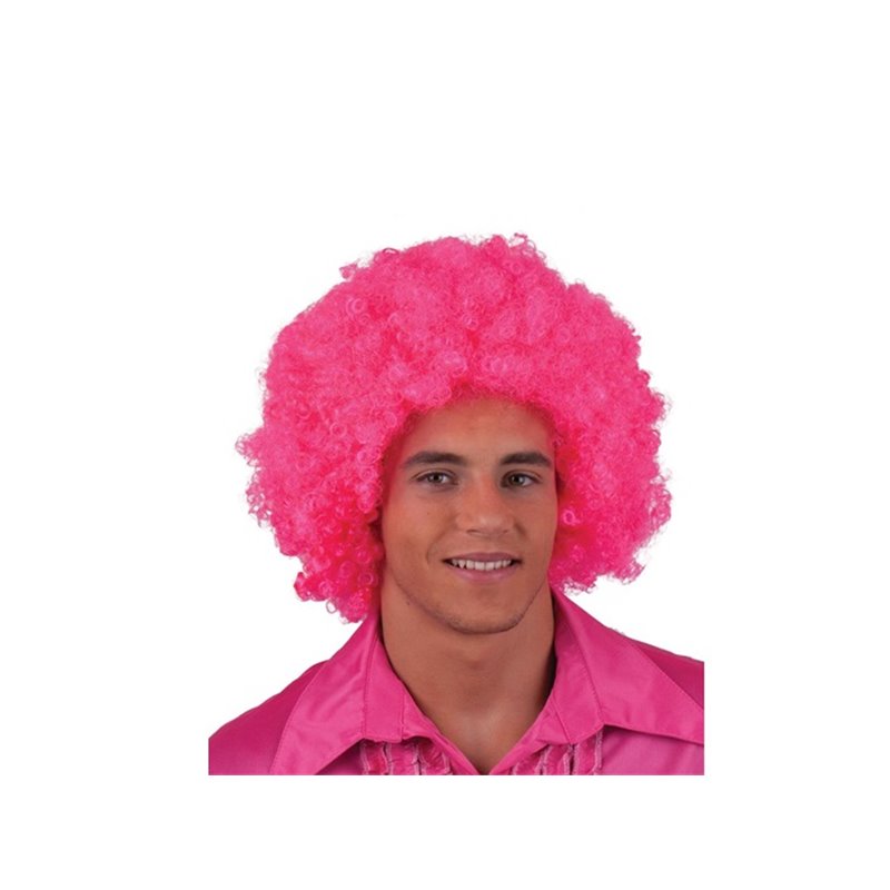 perruque afro moyenne rose pink