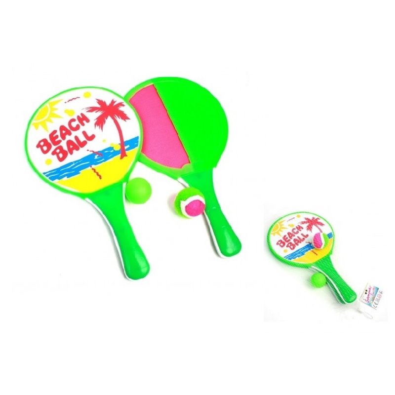 lot de 2 raquettes de plage beach ball/scratch 33cm