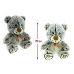 peluche ours assis avec ruban mix 18cm