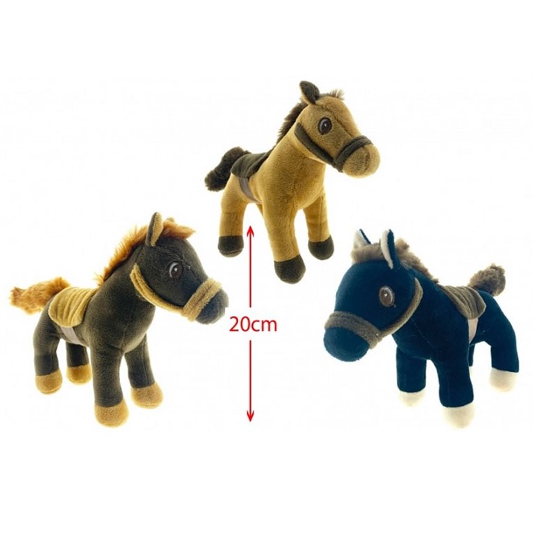 peluche cheval poney debout avec harnais mix 20cm