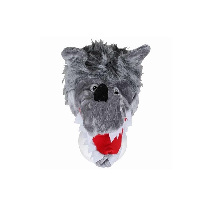 bonnet peluche loup gris