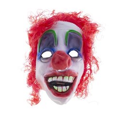 masque latex de clown fou avec cheveux