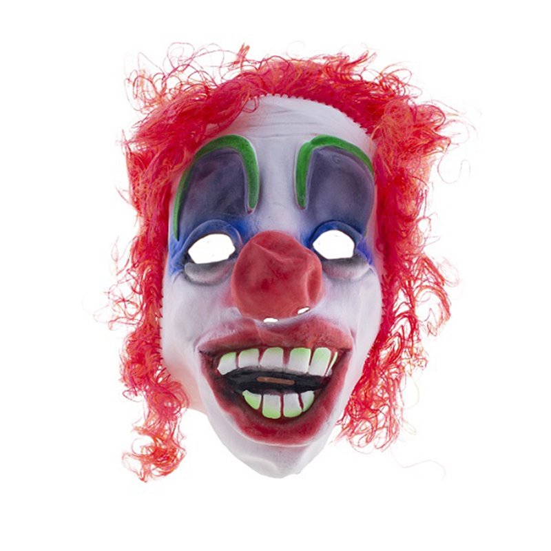 masque latex de clown fou avec cheveux