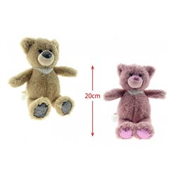 peluche ours assis avec paillettes mix 20cm