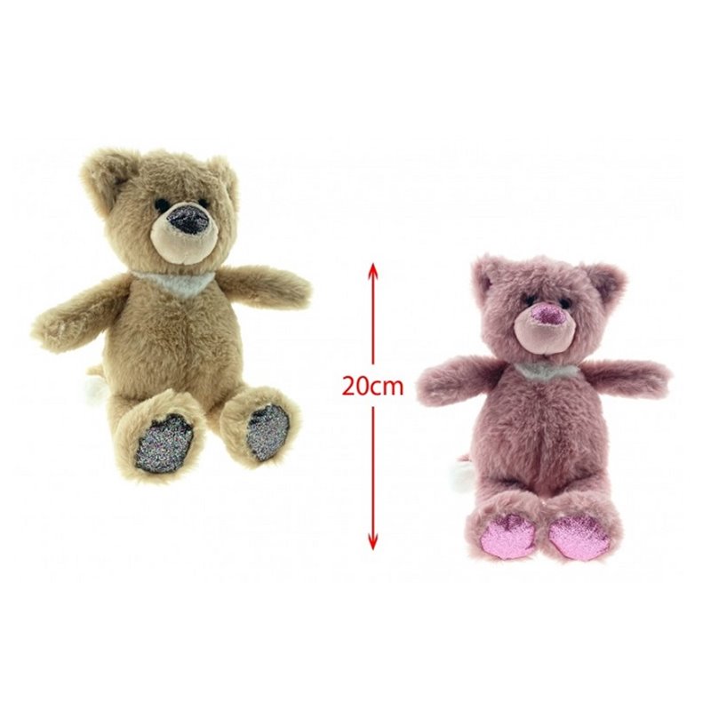 peluche ours assis avec paillettes mix 20cm